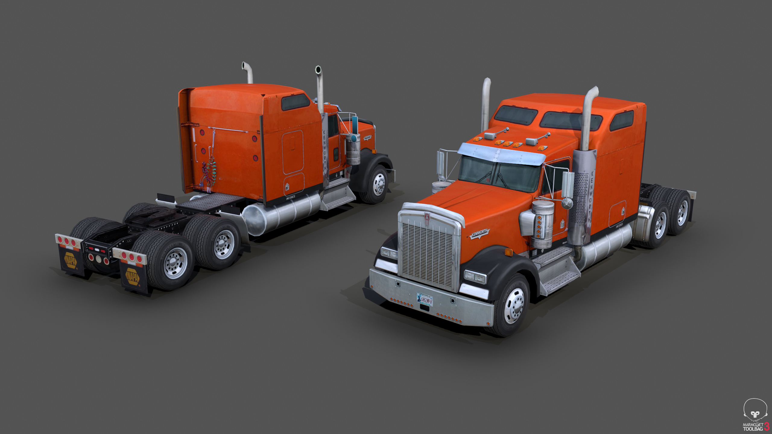 kenworth w900 semi truck3d模型