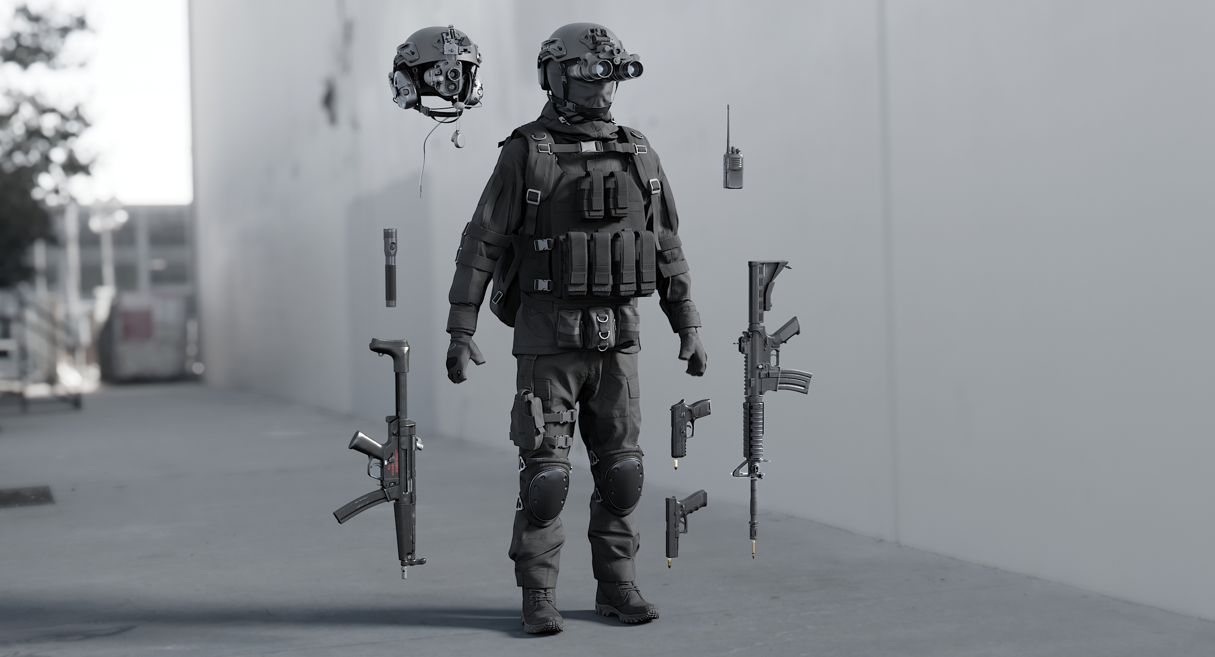 military uniform equipment model