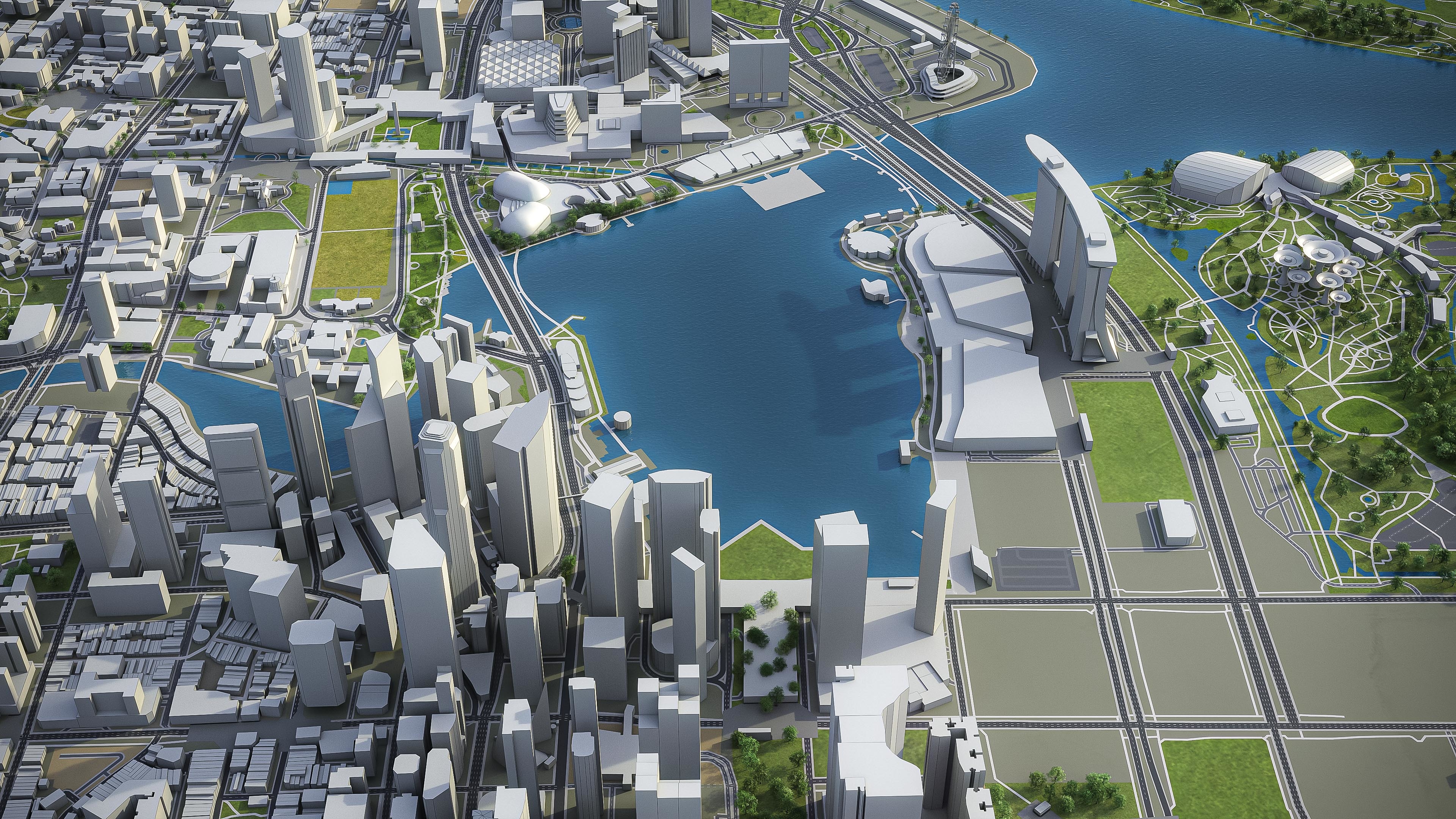 3d singapore area urban