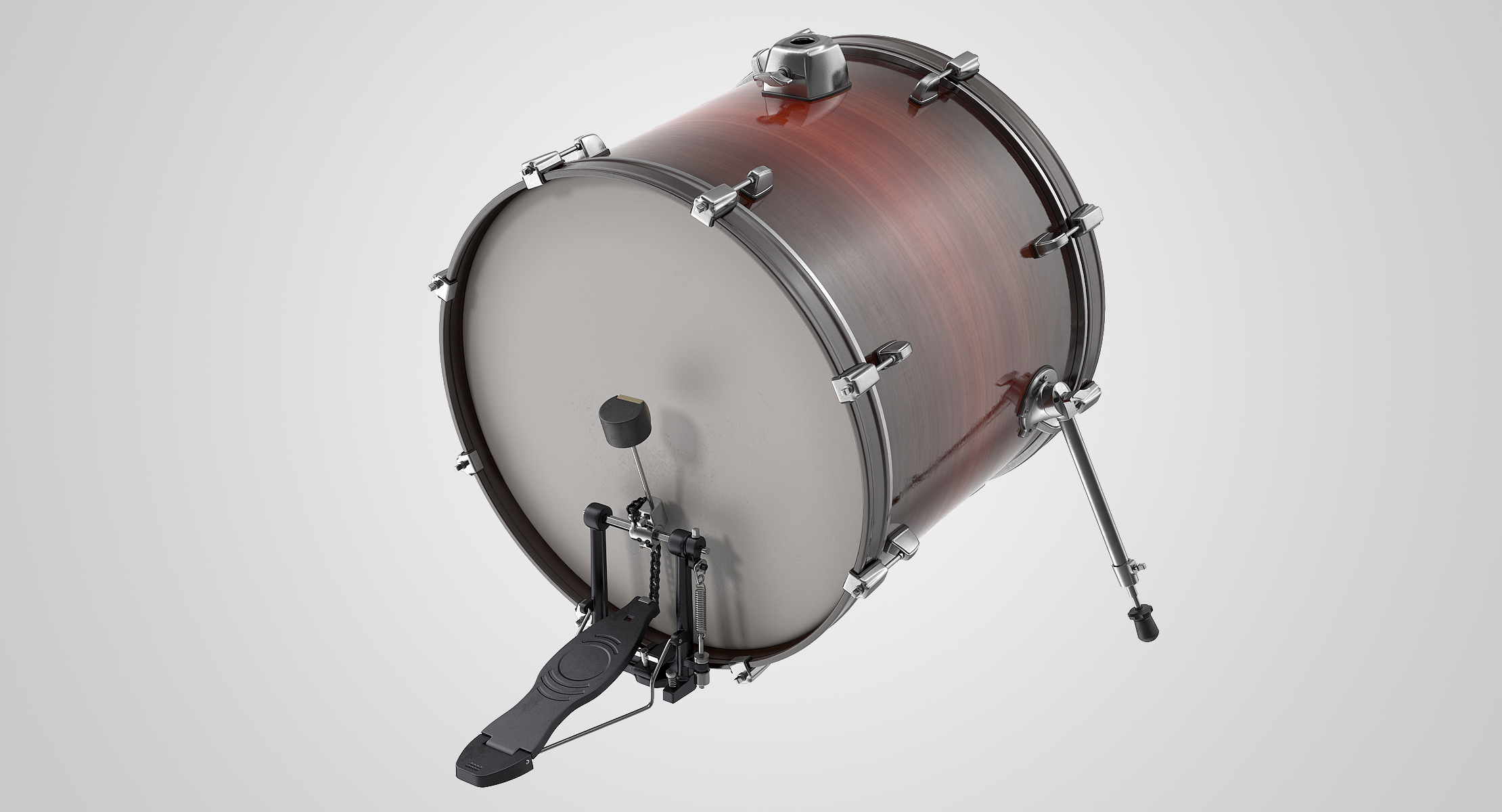 bass drum with pedal3d模型