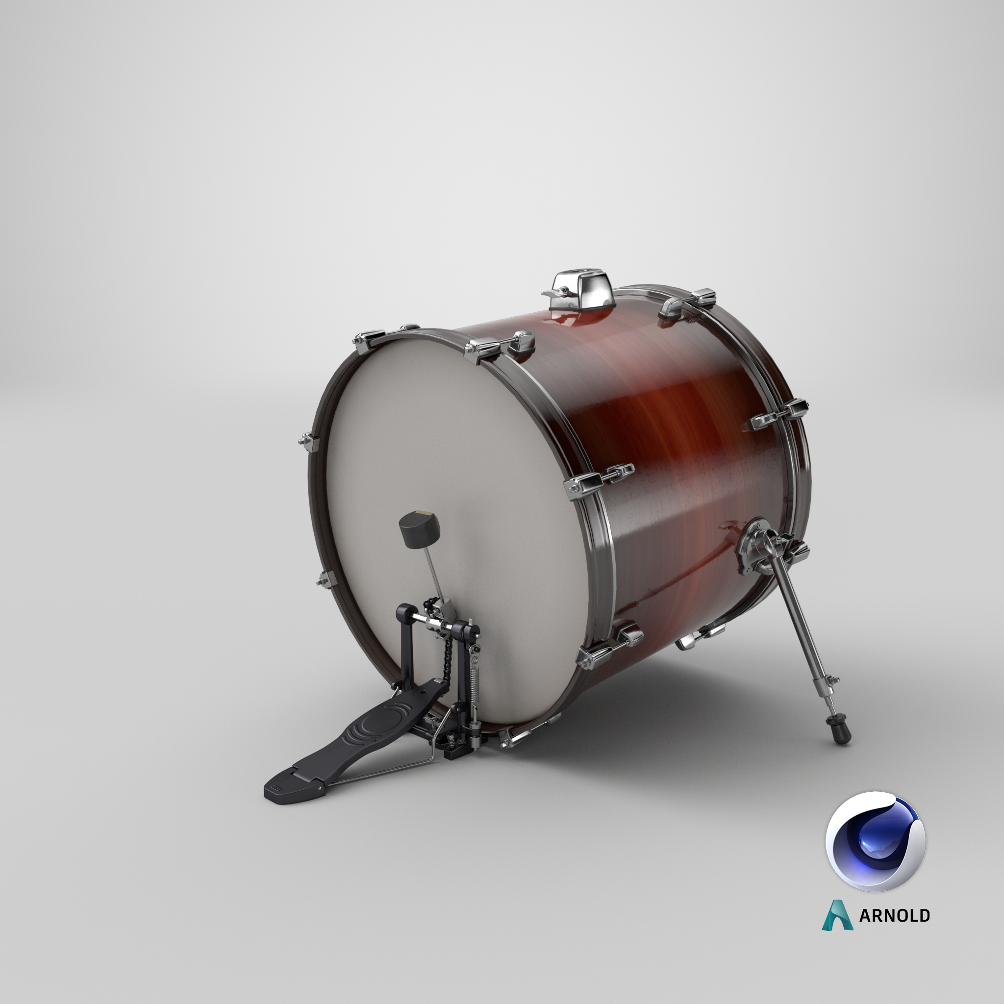 bass drum with pedal3d模型