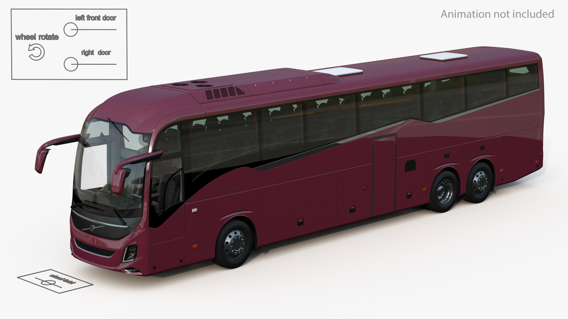 volvo 9900 bus rigged3d模型