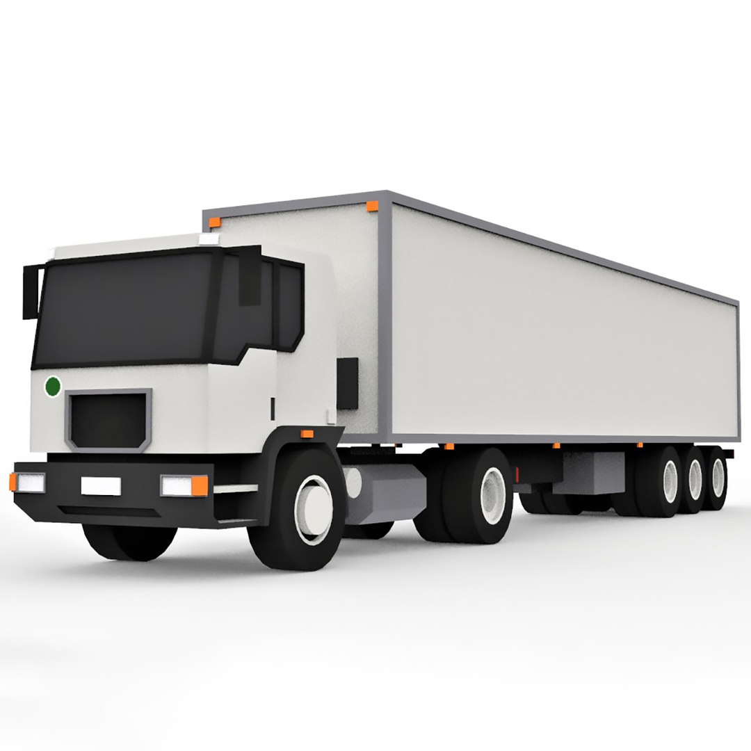 cartoon trailer truck3d模型