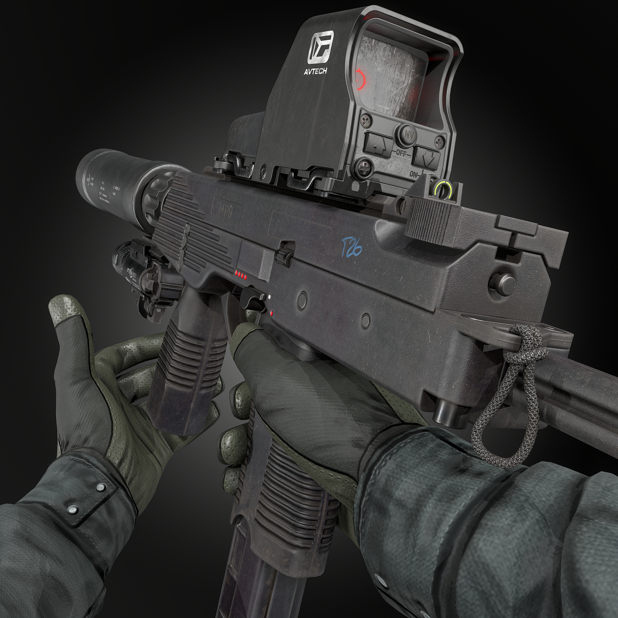 mp9 submachine gun3d模型