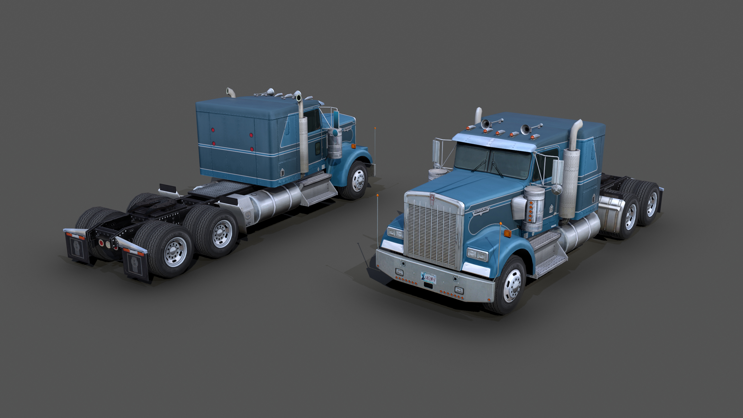 kenworth w900 semi truck3d模型