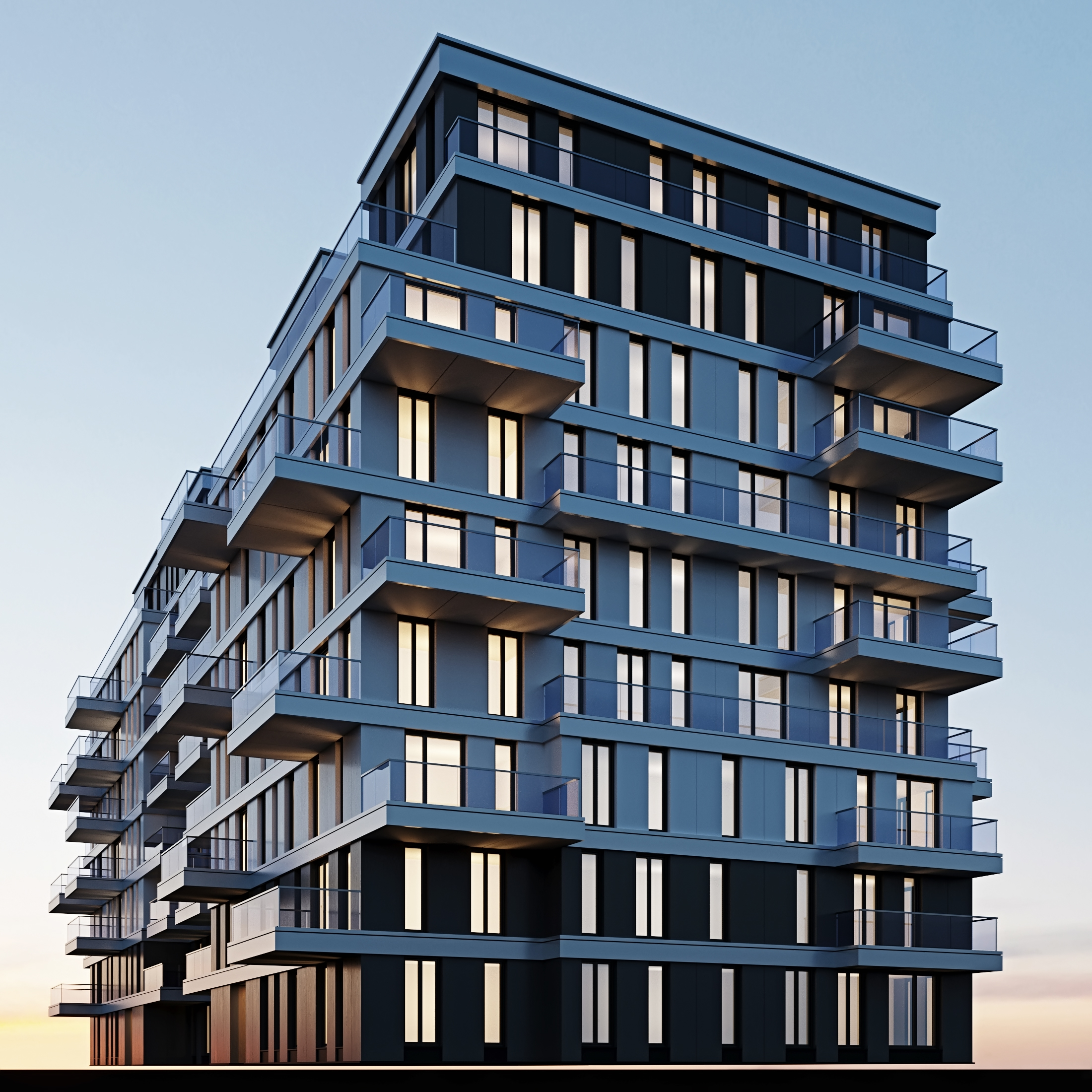 modern residential building 10 night3d模型