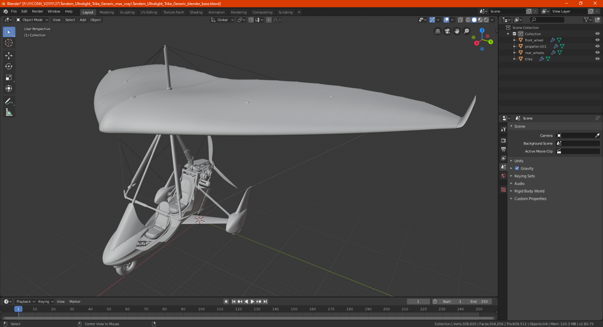 tandem ultralight trike3d模型