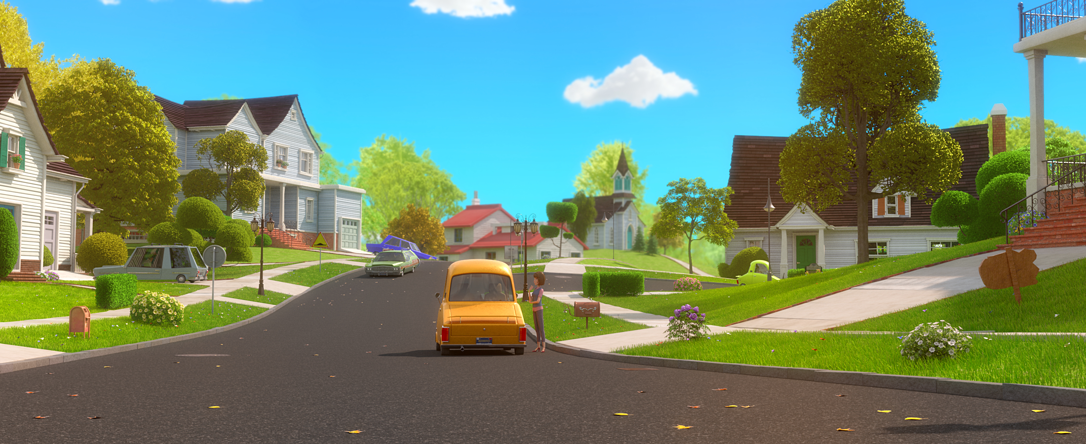 cartoon town home exterior scene