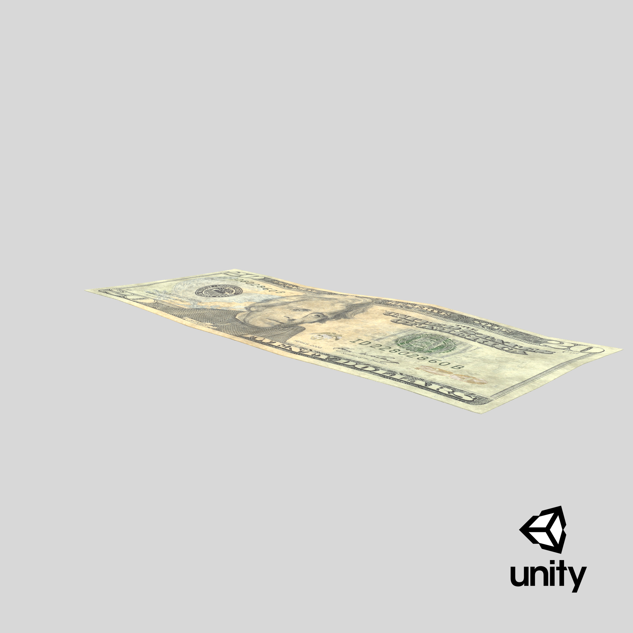 twenty dollar bill crumpled3d模型