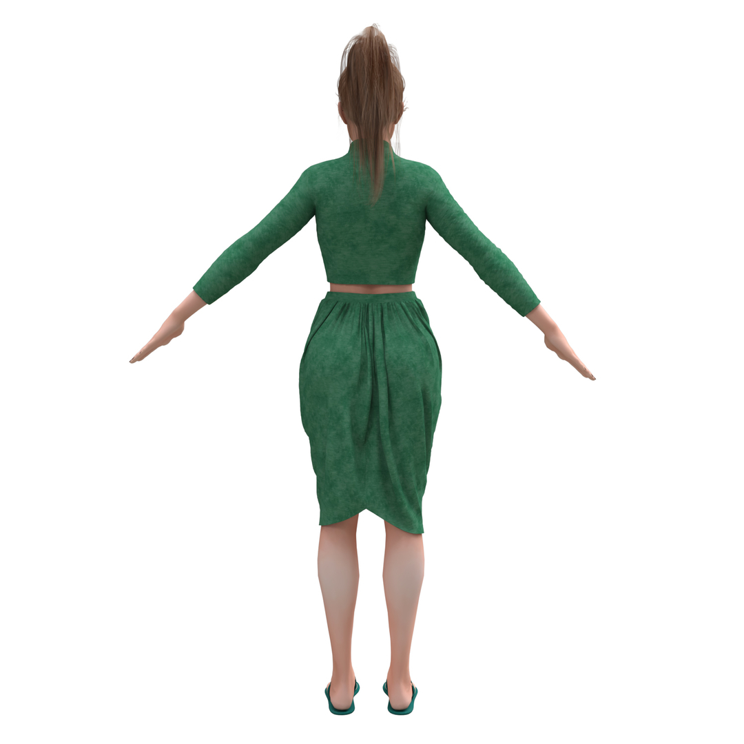 modèle 3D de femme réaliste avec jupe de vêtements 3 TurboSquid 1627961