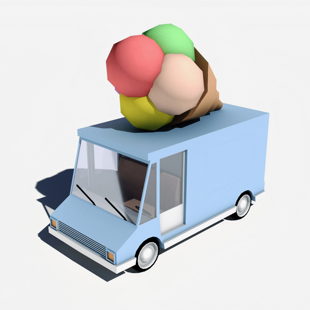 Cartoon Car Ice Cream Van D Modell Turbosquid