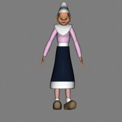 dutch girl cartoon 3d model