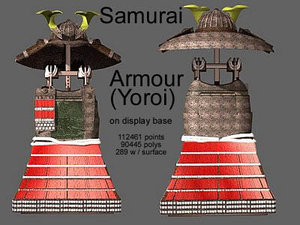 samurai armour yoroi display 3d model