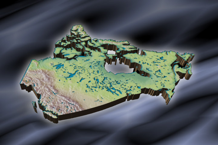 3d Canada Topographic Mapping Model