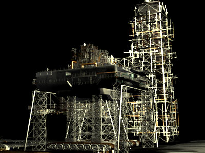 space shuttle launch tower 3d lwo