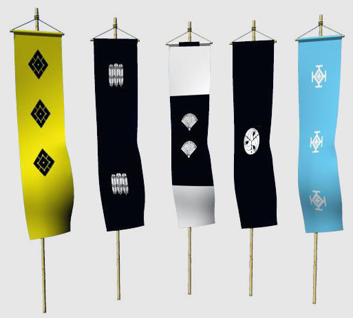 3d model samurai banners flag