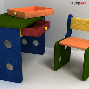 3d desk chair kimplo model