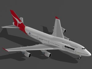 3d b 747-400 qantas airplane