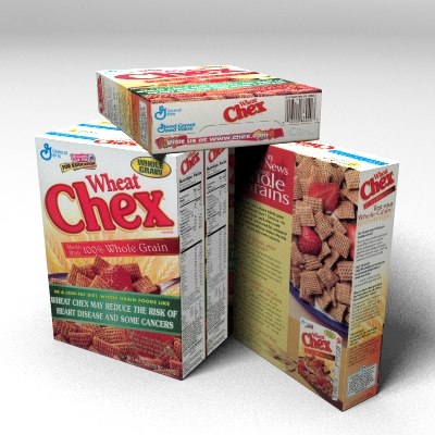 3d wheat chex cereal box