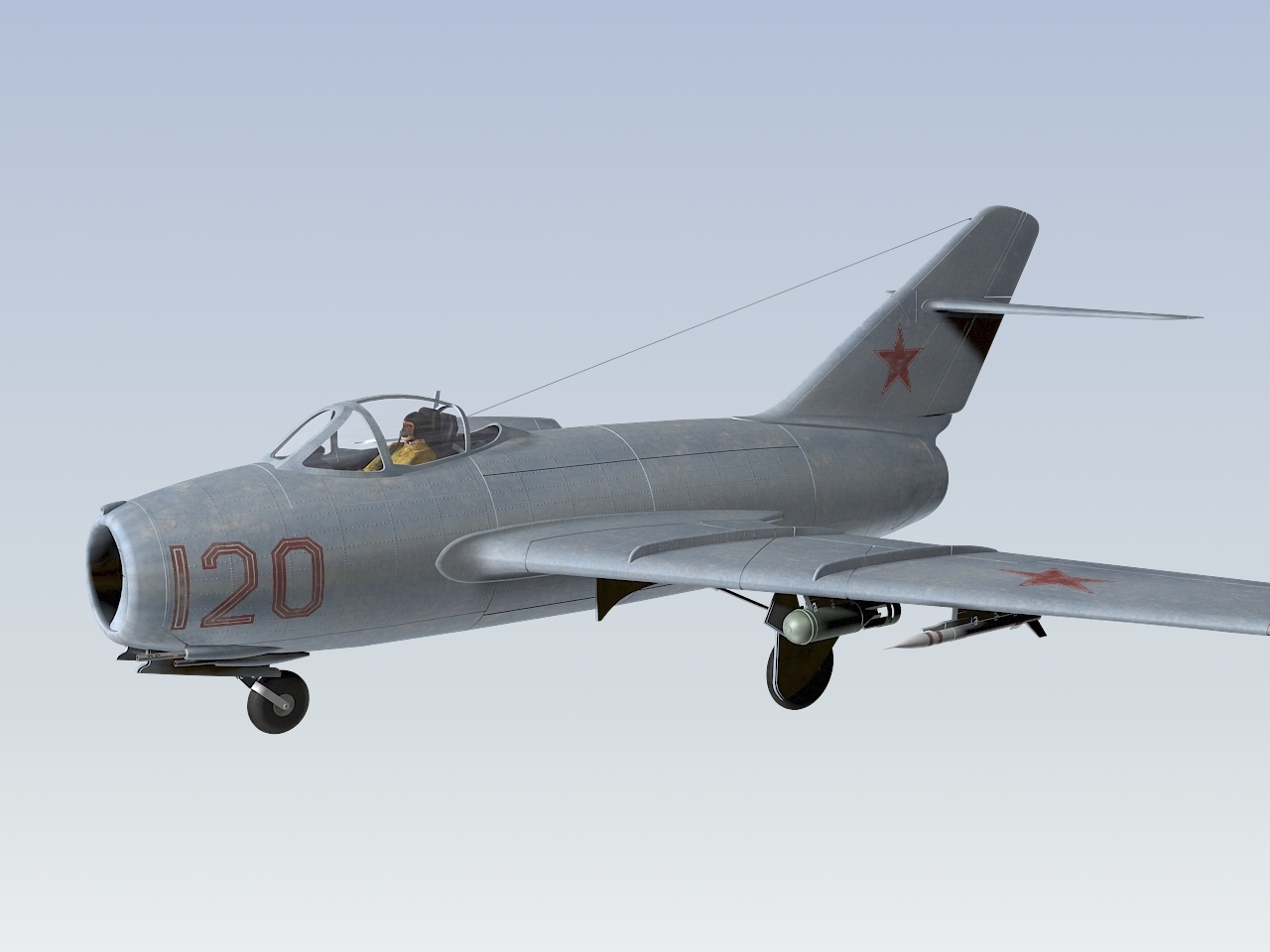 3d mig-15 fighter soviet model