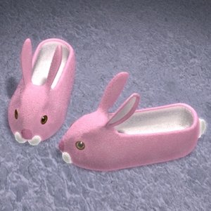 3d model bunny slippers zipped