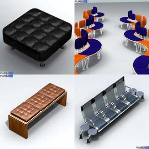 3d model office furniture bench ofc1