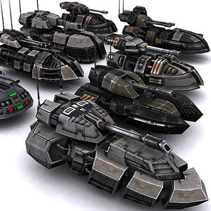 real-time sci-fi hover tanks 3d model