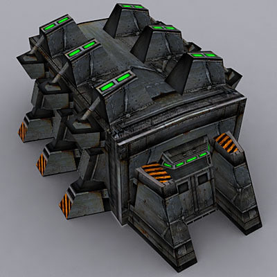 3d model sci-fi military building