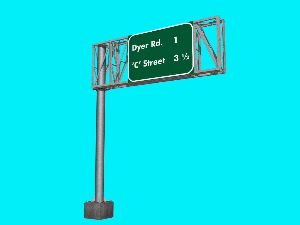 3d model of overhead sign