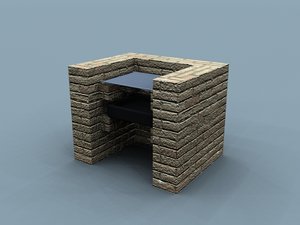 3d brick barbeque model