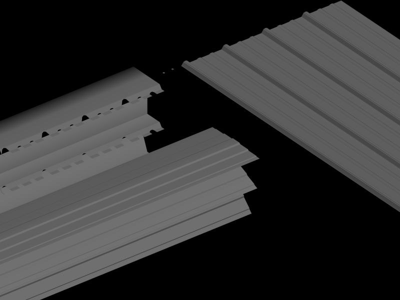 tin roof ridge cap 3d model