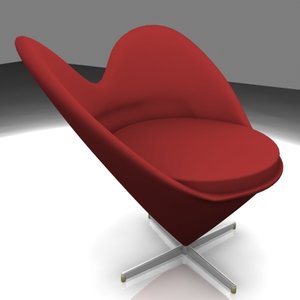 3d model of panton heart cone chair
