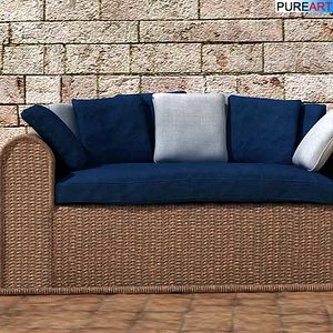 3d model of rattan sofa armchair