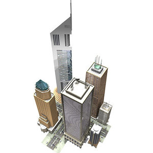 3d model city junction skyscrapers