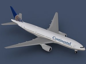 b 777-200 continental airlines 3d max