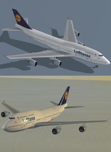 3d b 747-400 lufthansa model