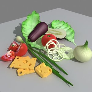 vegetables tomato lettuce 3d model