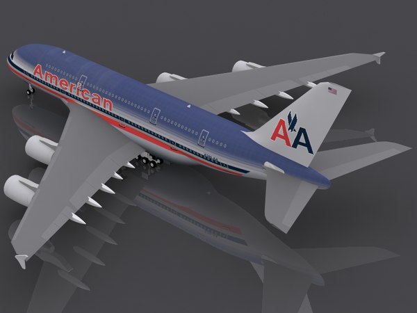 3d airbus a380-800 american airlines