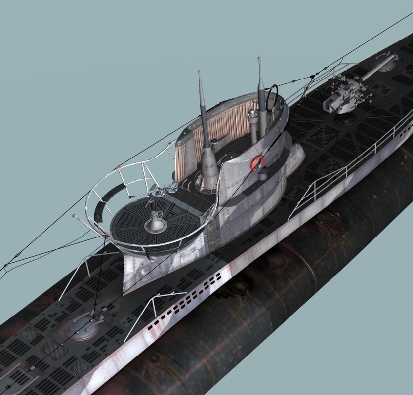 type viic u-boat 3d model