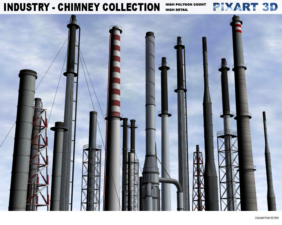 industrial chimneys 3d model