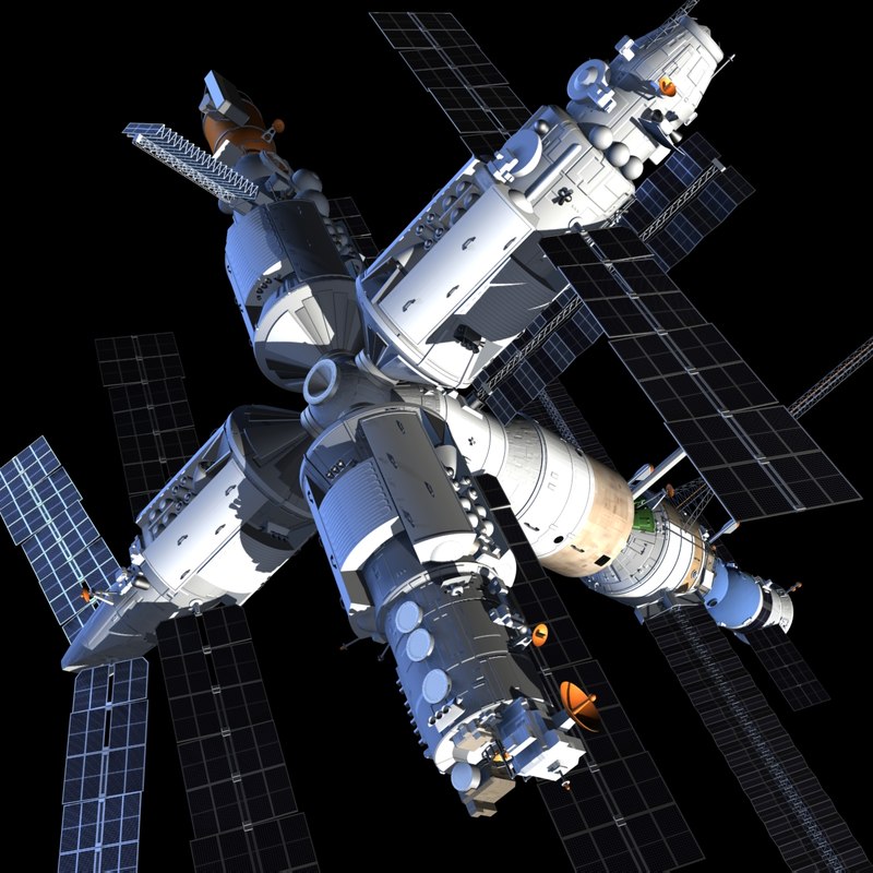 russia mir space station 3d model