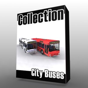 3d model of red city bus