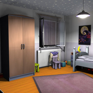 kids bedroom room 3d model