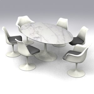 saarinen oval table chairs 3d model