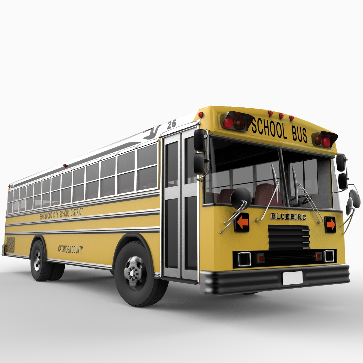 blue bird school bus 3d model