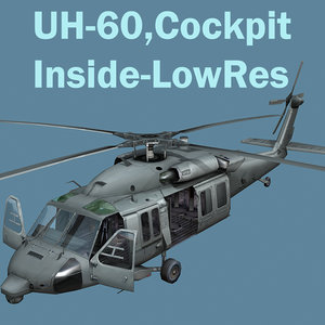 uh60 blackhawk helicopter cockpit 3d model