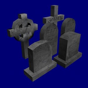 maya low-poly tombstones