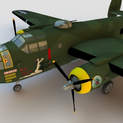 3d B25 Mitchell Bomber