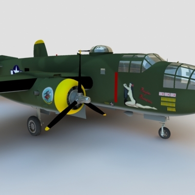 3d B25 Mitchell Bomber