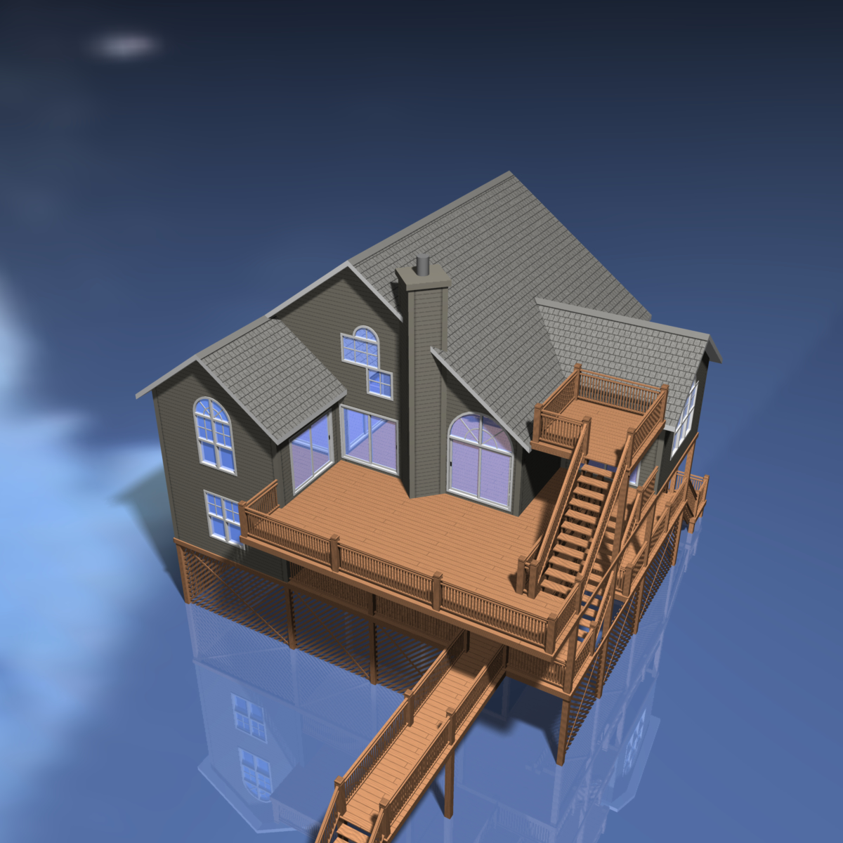 beach house architectural 3d model